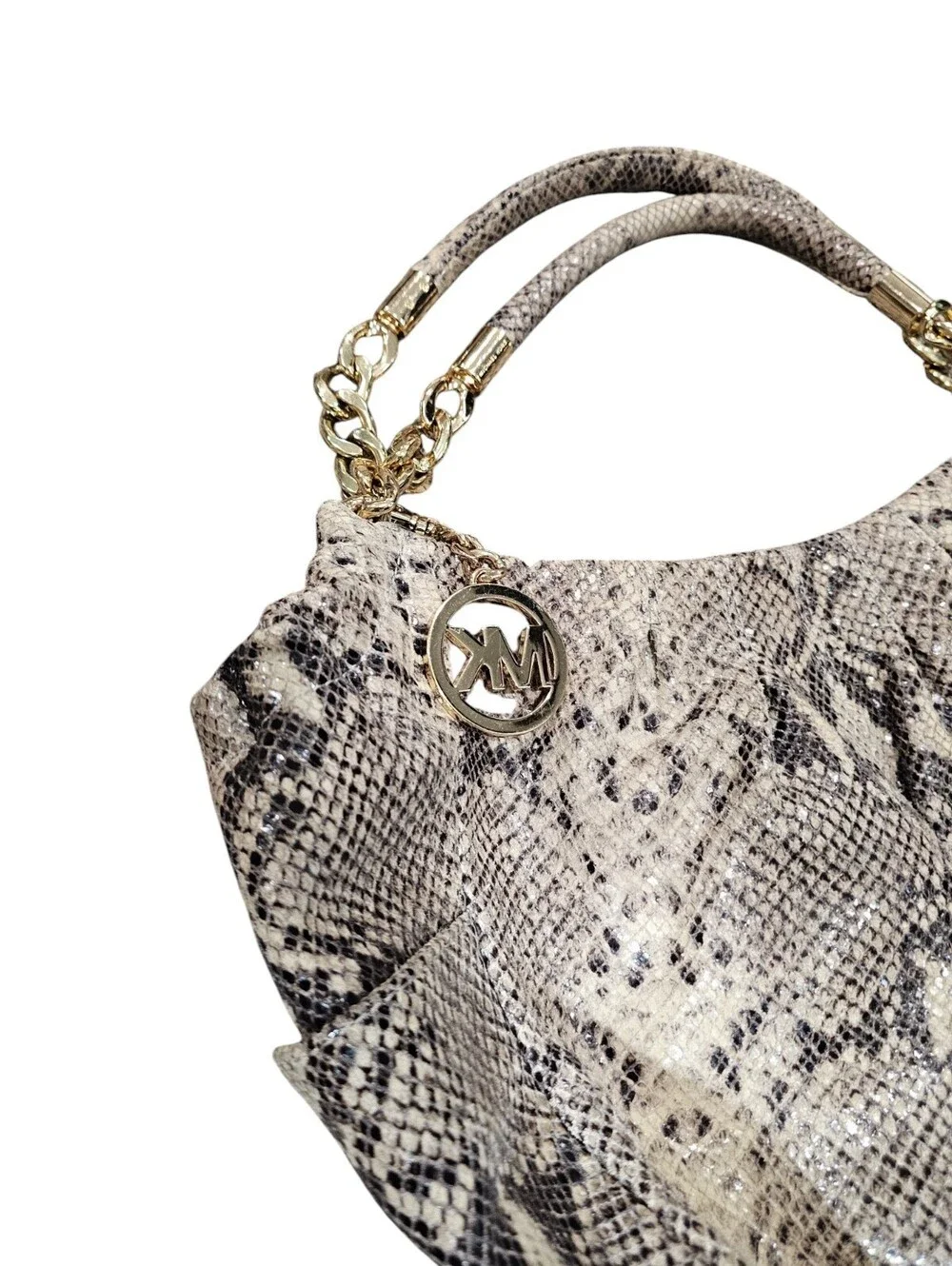 Michael Kors python embossed leather shoulder bag with a chain strap